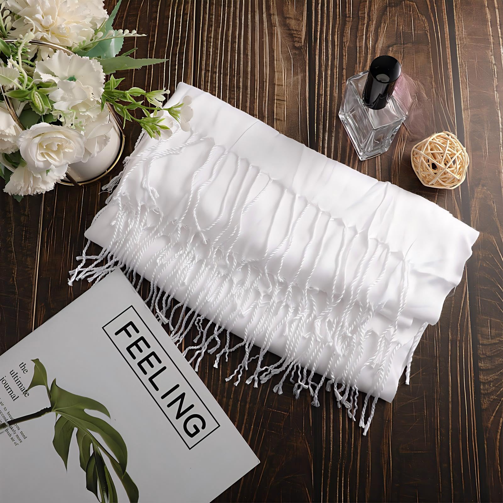 Suhine Blank White Cotton Scarf to Tie Dye, Full Cotton Scarf Bikini Cover up Wraps Tie Dye Fabric