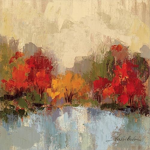 Miniatura 2 de Silvia Vassileva - Lienzo decorativo para pared, diseño de otoño Riverside I, decoración escénica, 24 x 24 pulgadas