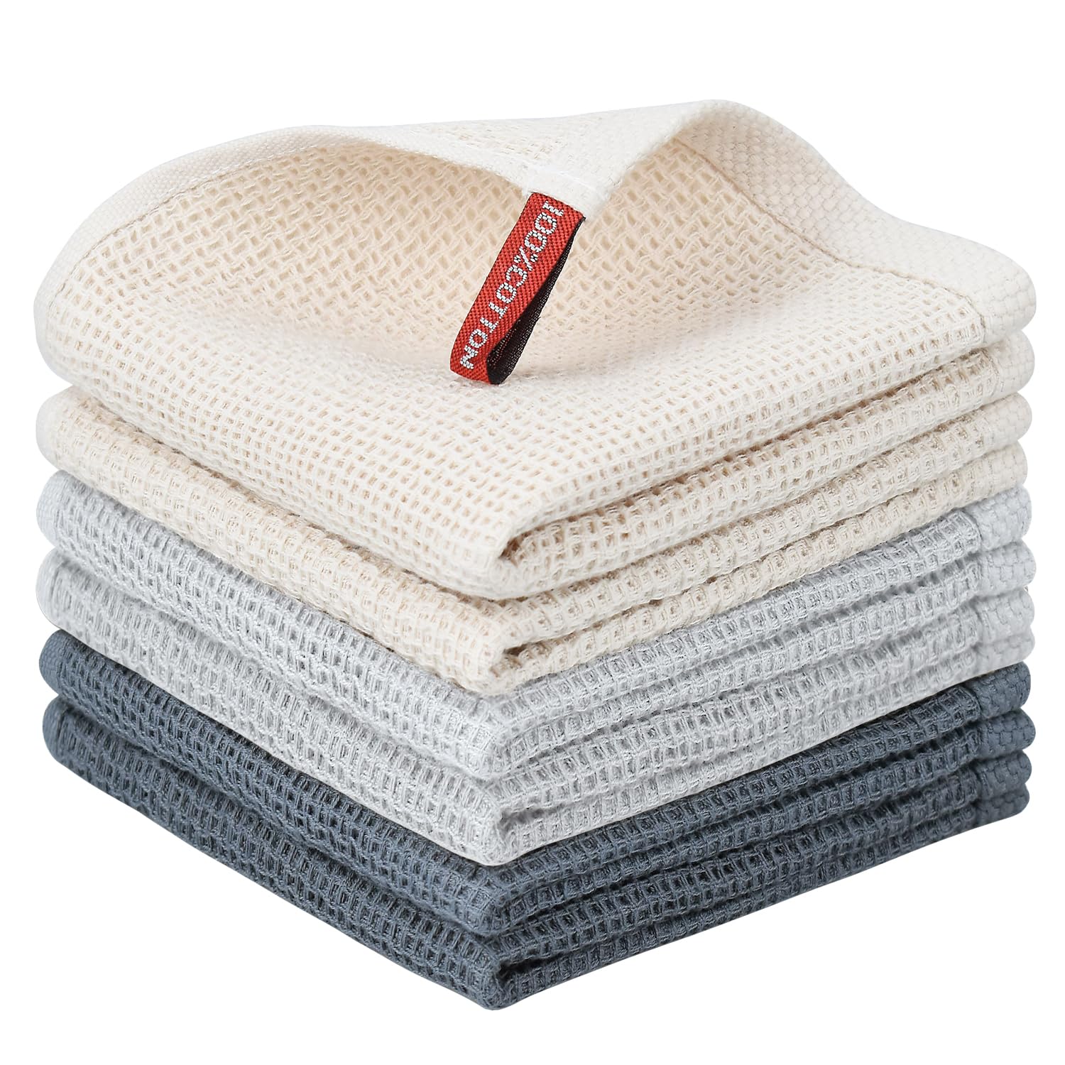 Nialnant 6 Pack Dish Rags, 100% Cotton Kitchen Dish Cloths for Washing Dishes, Soft and Absorbent Cleaning Rags - 12x12 Inch