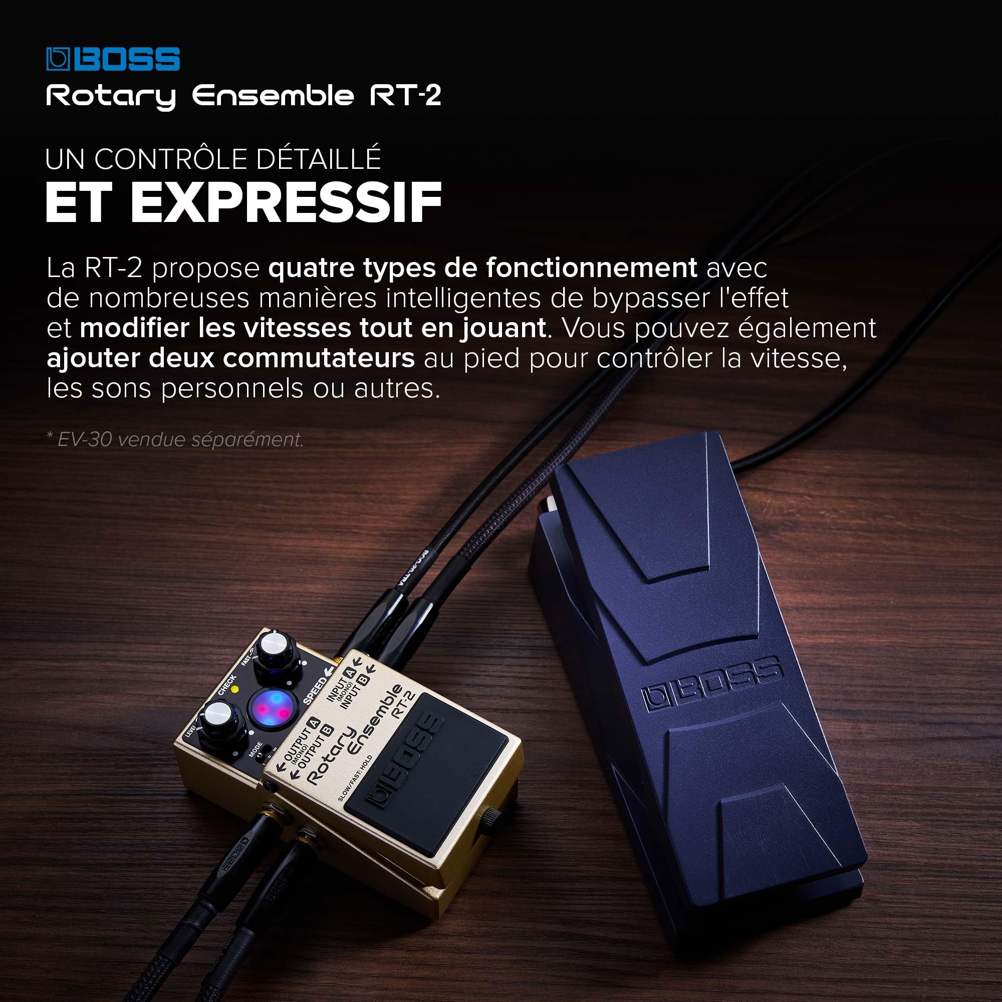 BOSS RT-2 | Pédale compacte Rotary Ensemble | Des sons authentiques d'enceinte rotative | Réglés pour les guitares et les claviers | 3 modes polyvalents | Plusieurs Mod FX en un
