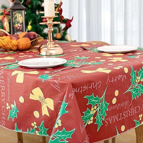 Vista 188 de Mantel rectangular de vinilo de 52 x 70 pulgadas con reverso de franela, mantel para el día de San Valentín, mantel de hule 100% impermeable Azul