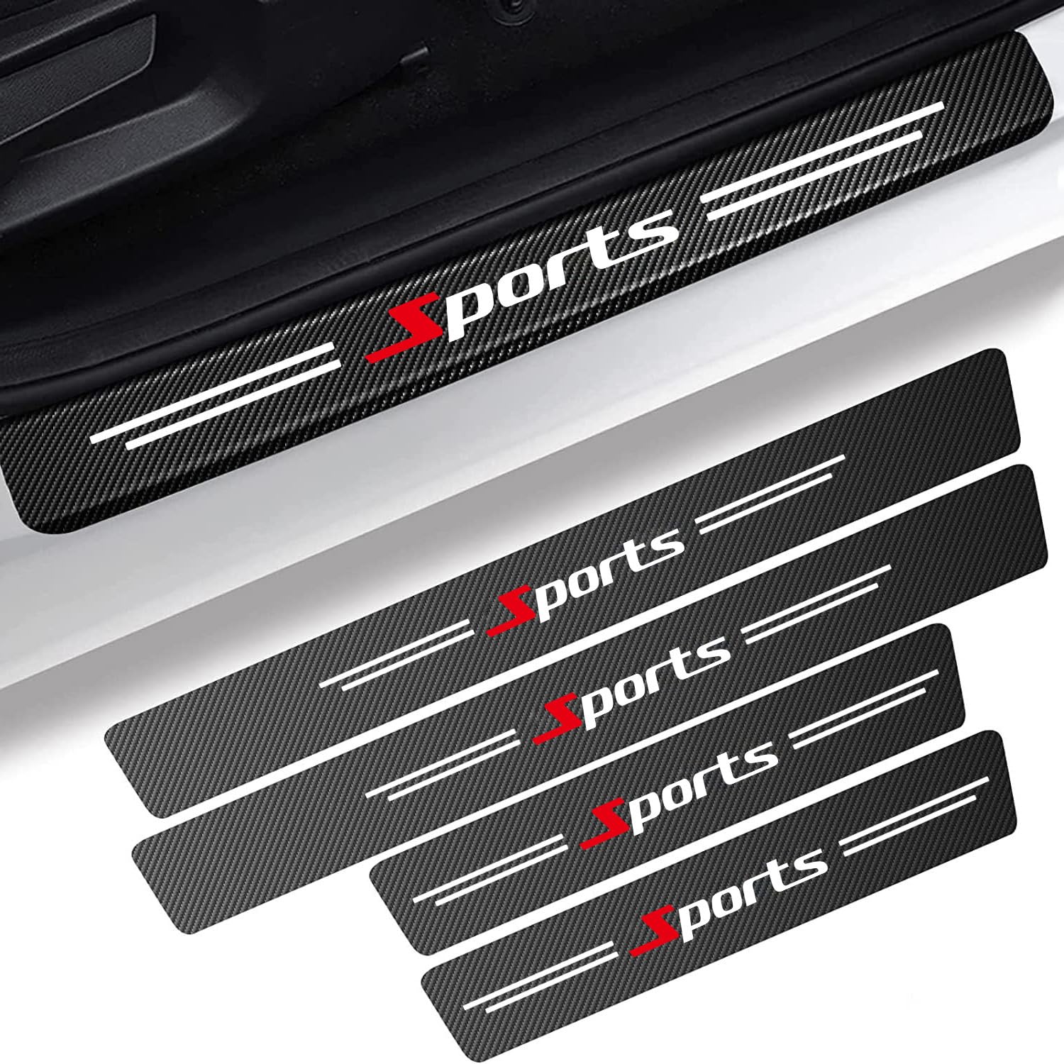 DHLZCWYLDAMAIFA 4 Pack Car Door Sill Protectors for Volvo EX30 2024-2026, Carbon Fiber Scuff Plate Guard Threshold Stickers Car Accessories