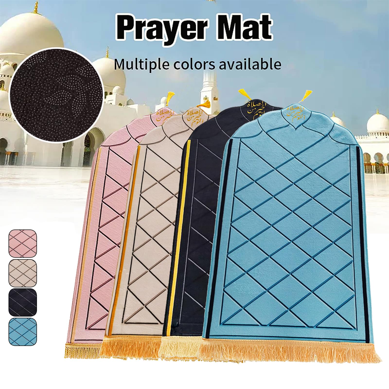 YJZQ Kids' Muslin Prayer Rug Thick Padded Flannel Velvet Rug Islamic Prayer Mat Islamic Prayer Rug Carpet 50x80cm for Boys Girls - Image 2
