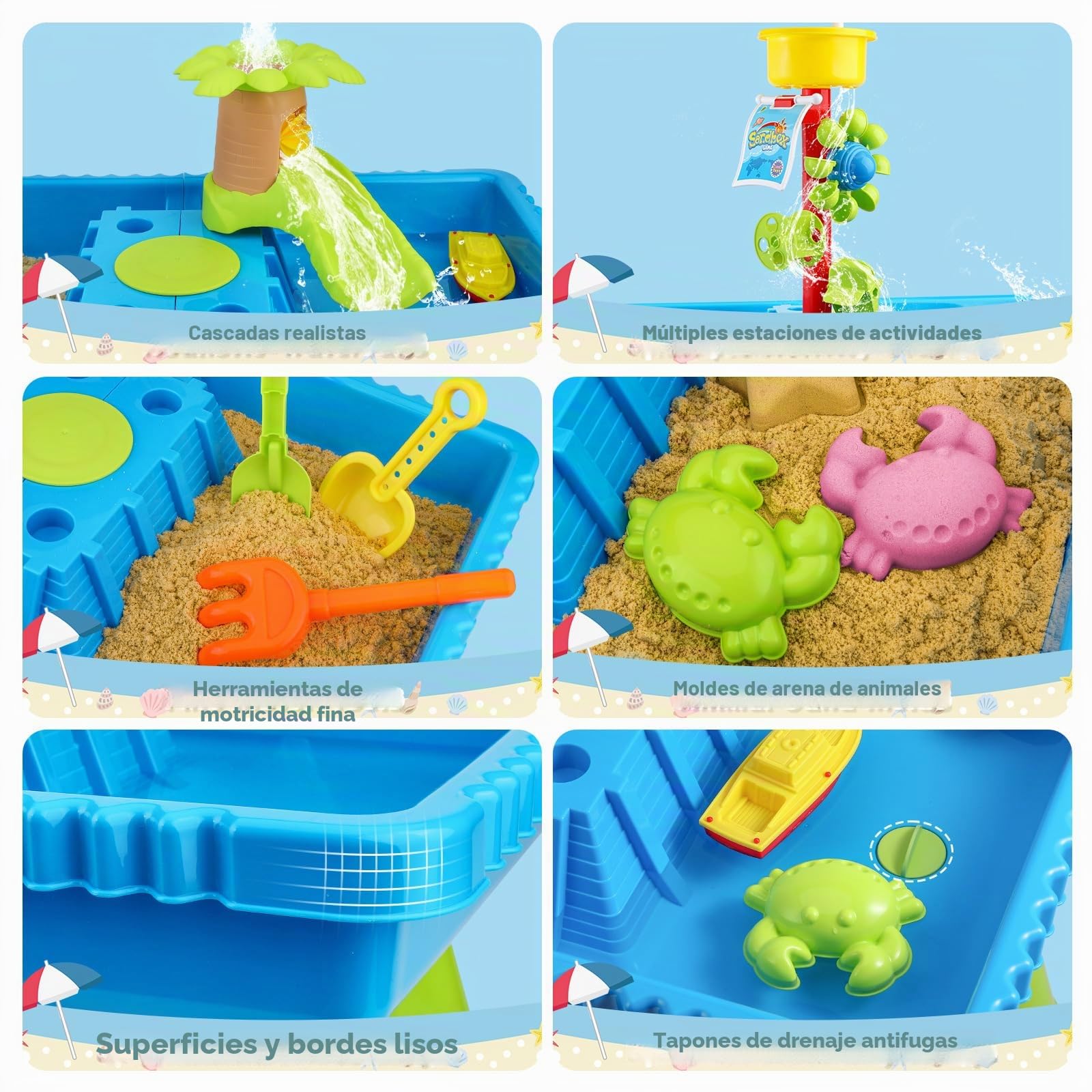 KNASON Mesa de Agua para Niños,Mesa de Arena y Agua 2 EN 1 con 37PCS Accesorios Mesa de Agua,Gran Actividad Mesa Sensorial Juguete al Aire Libre en la Playa del Patio Trasero para los Niños 3 4 5 6 8