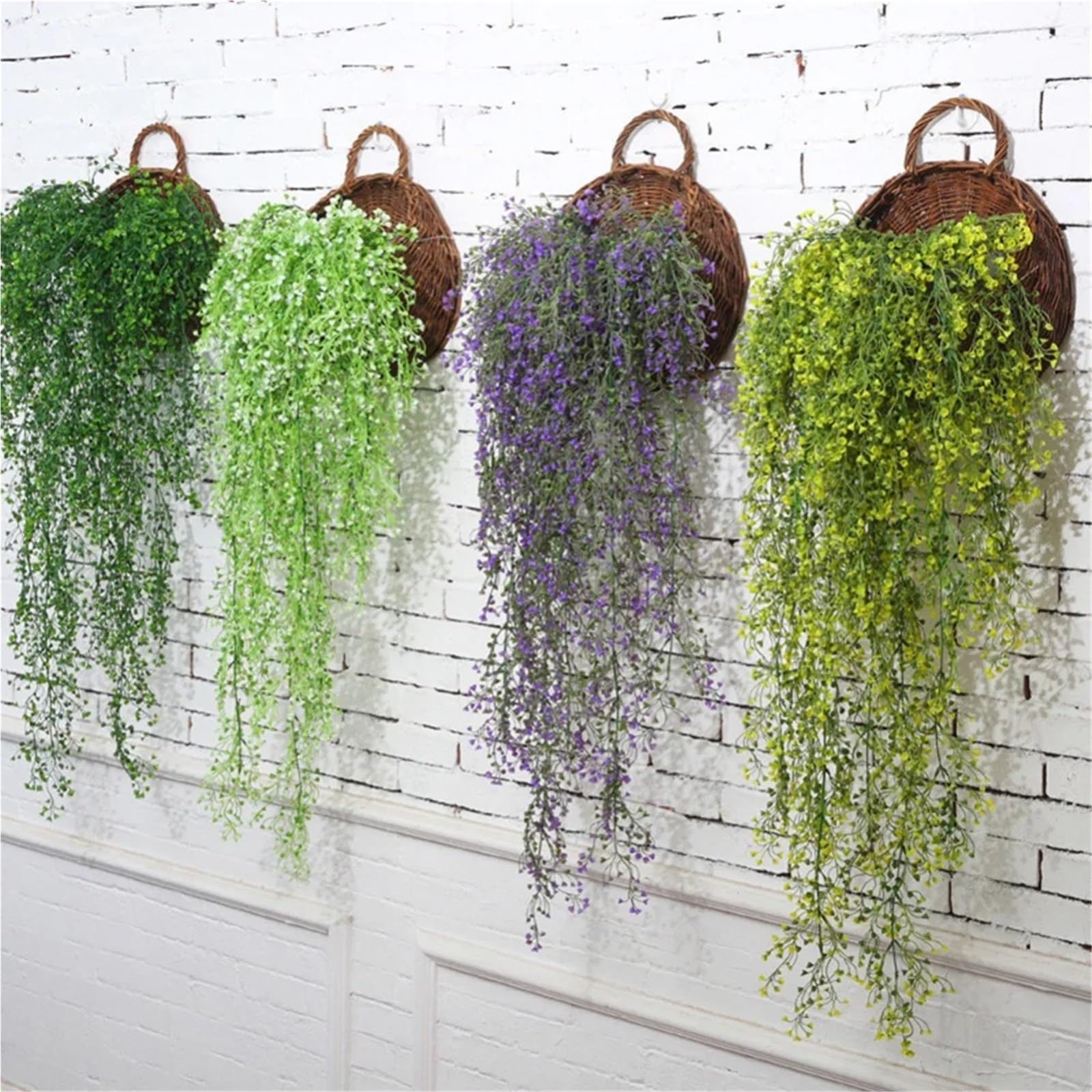 Fioriera Intrecciata 3 pezzi fatti a mano in vimini intrecciato cesto appeso a parete fioriera fiore cesto di vimini cesto in rattan for la decorazione domestica giardino matrimonio Per Fioriera(A-L)