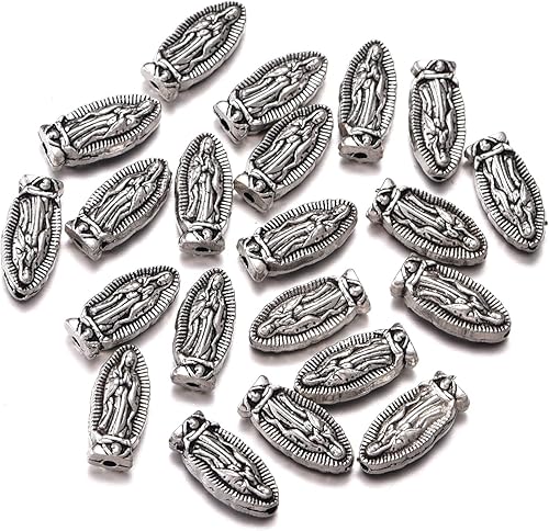 Miniatura 9 de 60 cuentas ovaladas Nuestra Señora Milagrosa Medalla Floral Rosario Centro de mesa Cruz Jesús, Virgen María, Crucifijo de aleación católica para