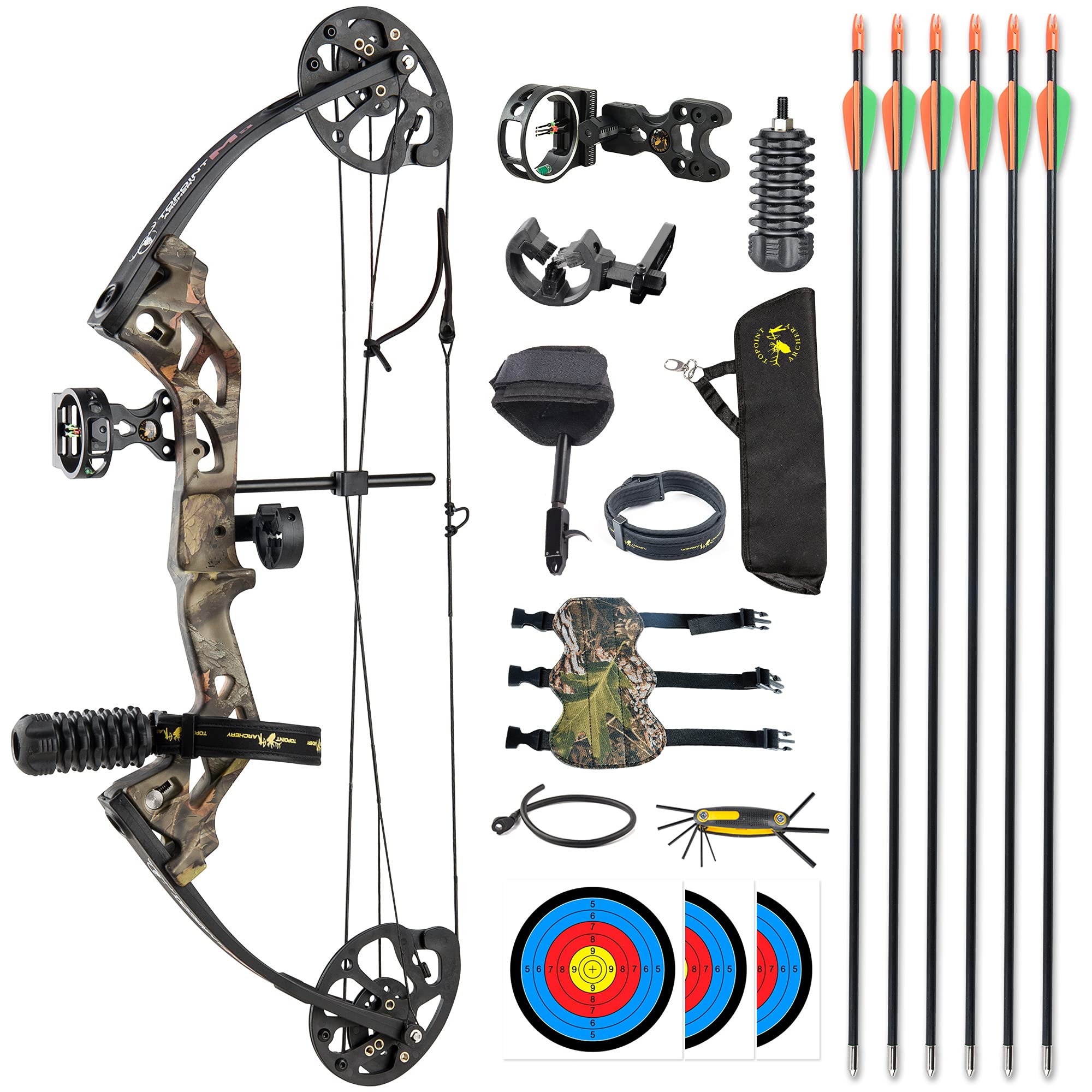 Archery Compound Bow, Compound Bow and Arrow for Youth, Beginner, Adults, Compound Bow Set with Archery Hunting Equipment, 17"-27" Draw Length, 10-30Lbs Draw Weight, 260fps IBO, Bow Only 2.54Lbs