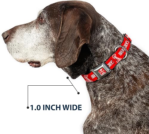 Miniatura 6 de Buckle-Down Collar de perro hebilla de cinturón de seguridad Shelby Box Logo y Super Snake Cobra Rojo Blanco 15 a 24 pulgadas 1.0 pulgadas de ancho