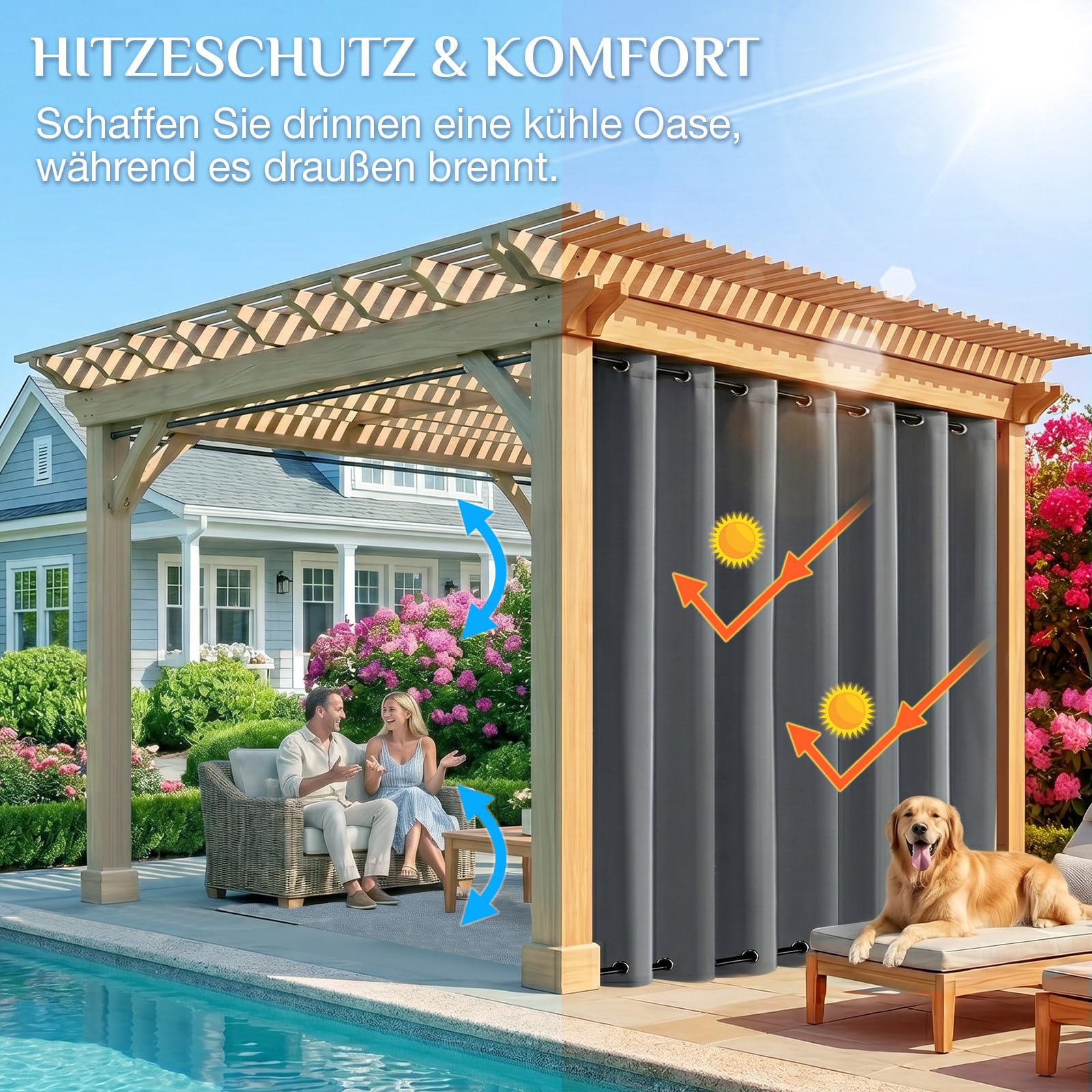 Zasłona outdoorowa (Ciemnoszary, B254xH213 cm (1 Pack))