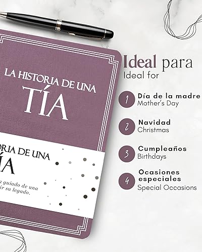 Miniatura 5 de Tia, comparte tu historia conmigo (Tapa dura) 250+ Preguntas, Tía regalos, Feliz Día de la Madre, mejor regalo de sus sobrinos y sobrinas,