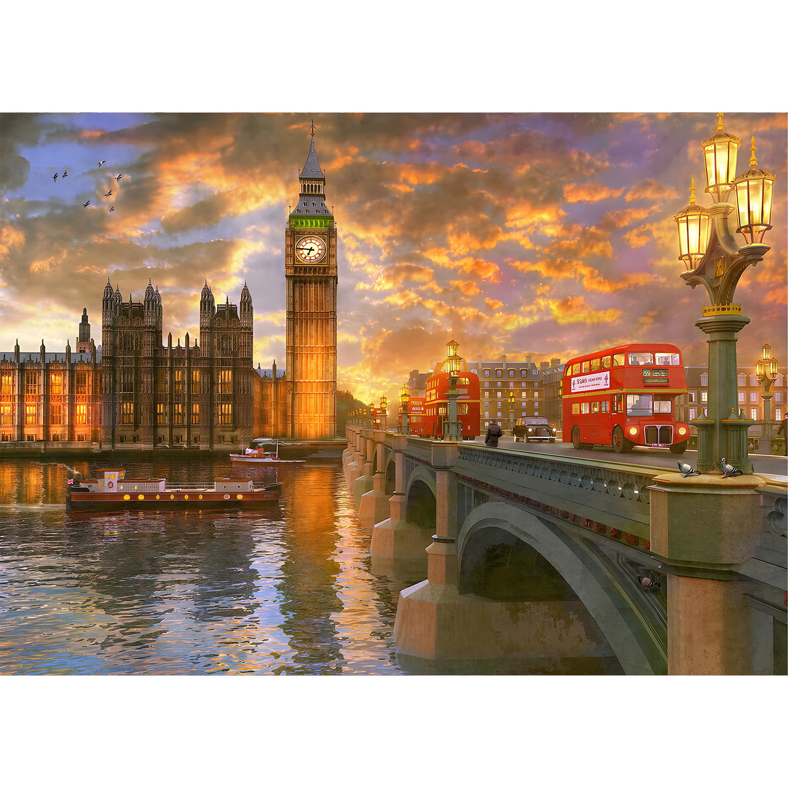 MEIYUDA 5D Diamond Art Painting Kits Adults Westminster Sunset