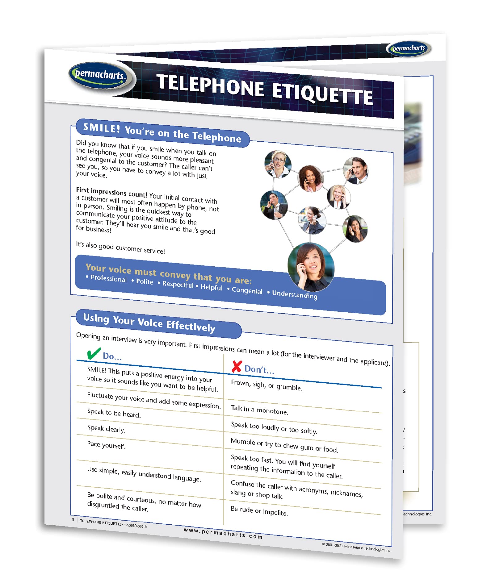 Amazon.com : Permacharts Telephone Etiquette Guide - Customer Service and  Business Productivity Training Guide - 4-page Laminated Quick Reference  Guide : Office Products