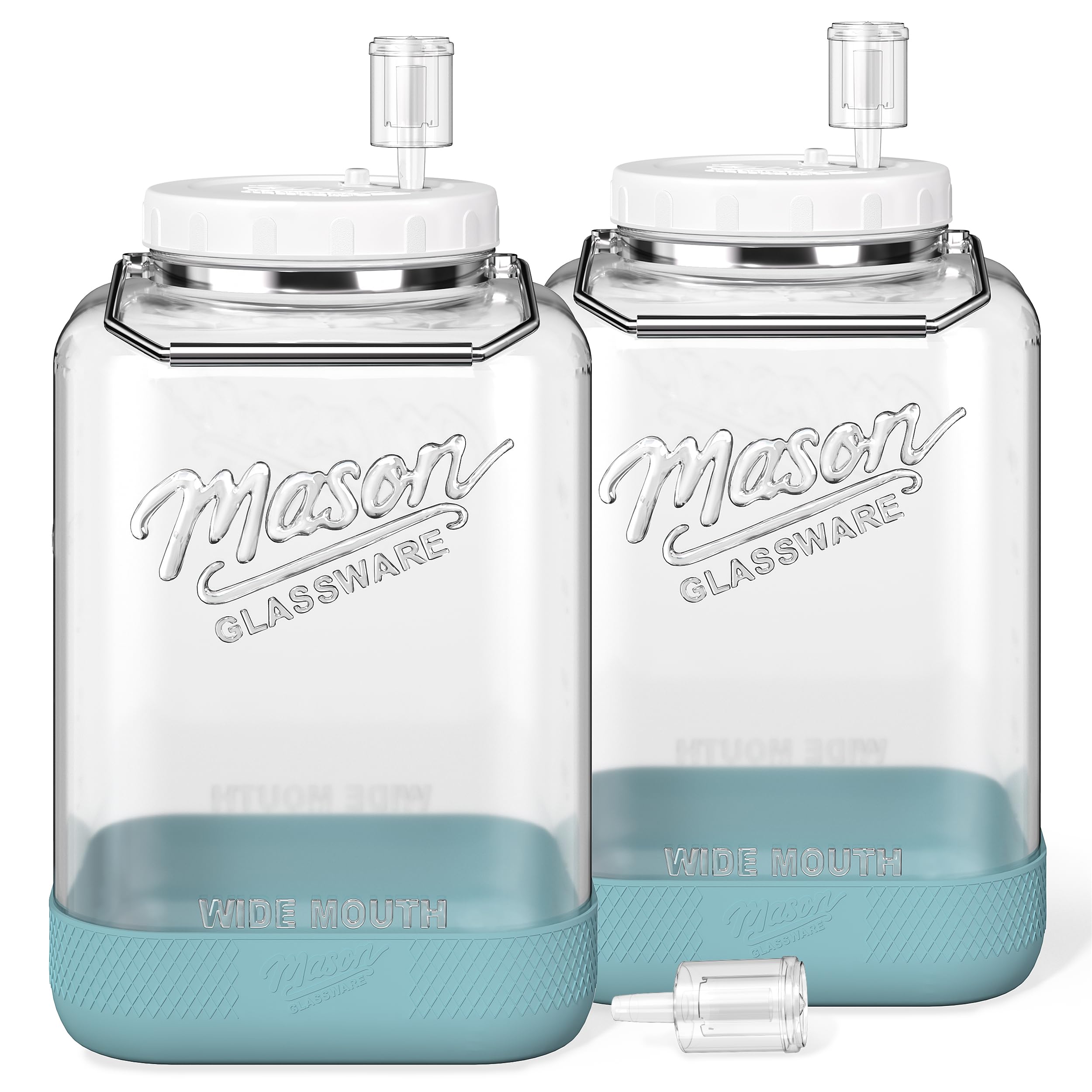 Absovetu 2 Pack Large Fermentation Jars With Lids And Airlocks 7.5 Litre - Fermenting Jar Sourdough Starter Jar Mason Jars Kimchi Container For Kombucha Kefir Pickling