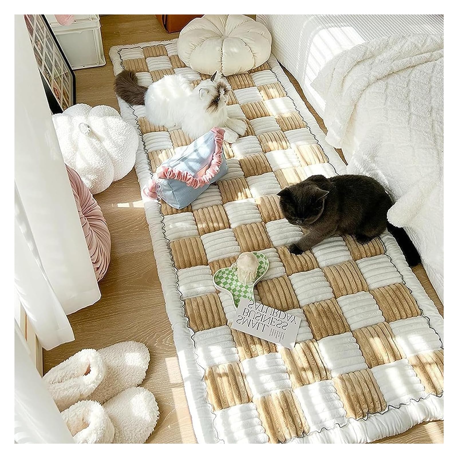 Dog Mattress Divertida Alfombra Cuadrada for Mascotas de Color Crema, Mantas for Perros Grandes, Manta Impermeable for Perros (Color : Light Brown, Size : 27.6x70.9 in)