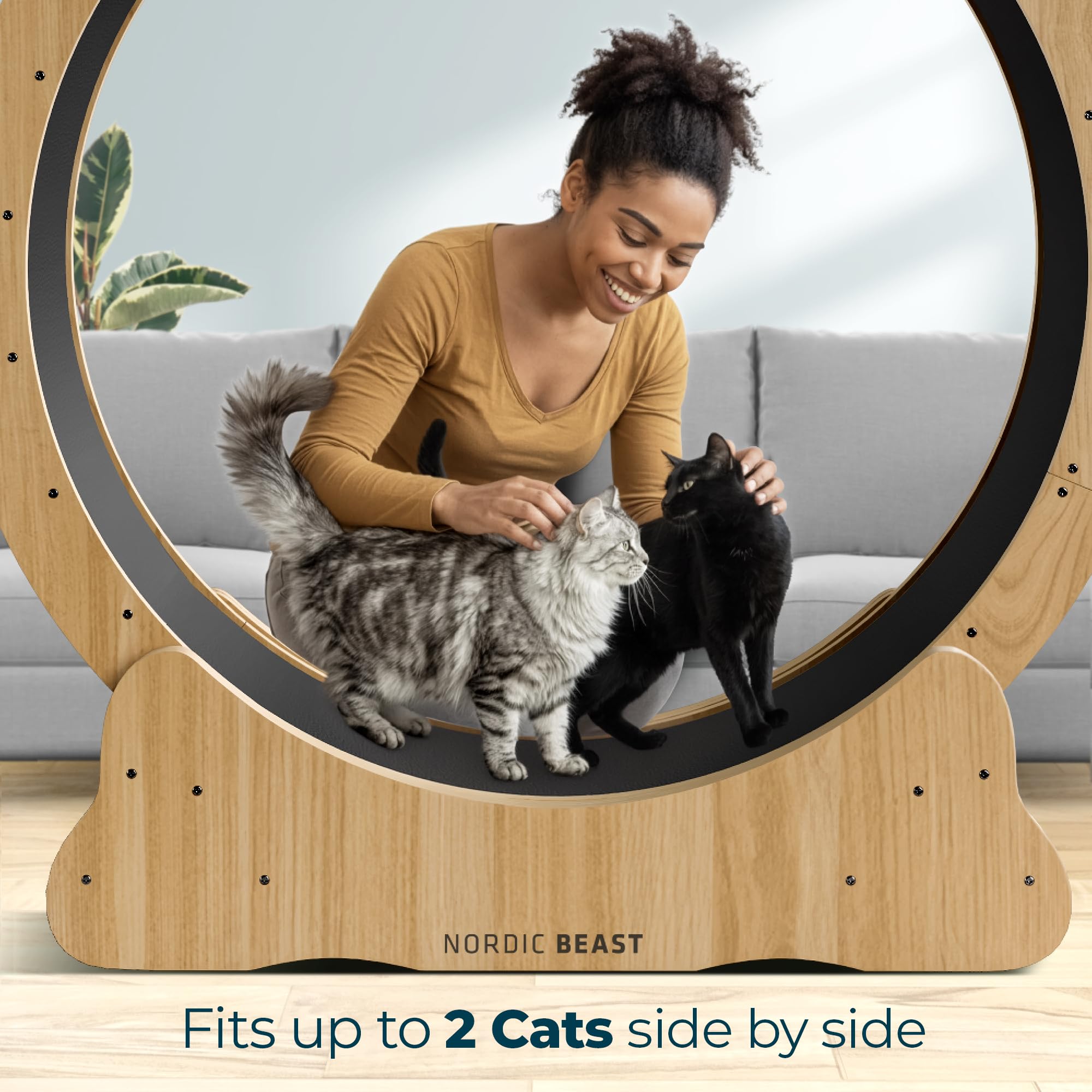 Walnut Wood 48'' XL Cat Wheel - Cat Wheels for Indoor Cats Which Doesn't Negatively Affect Your Cat's Spine view 7