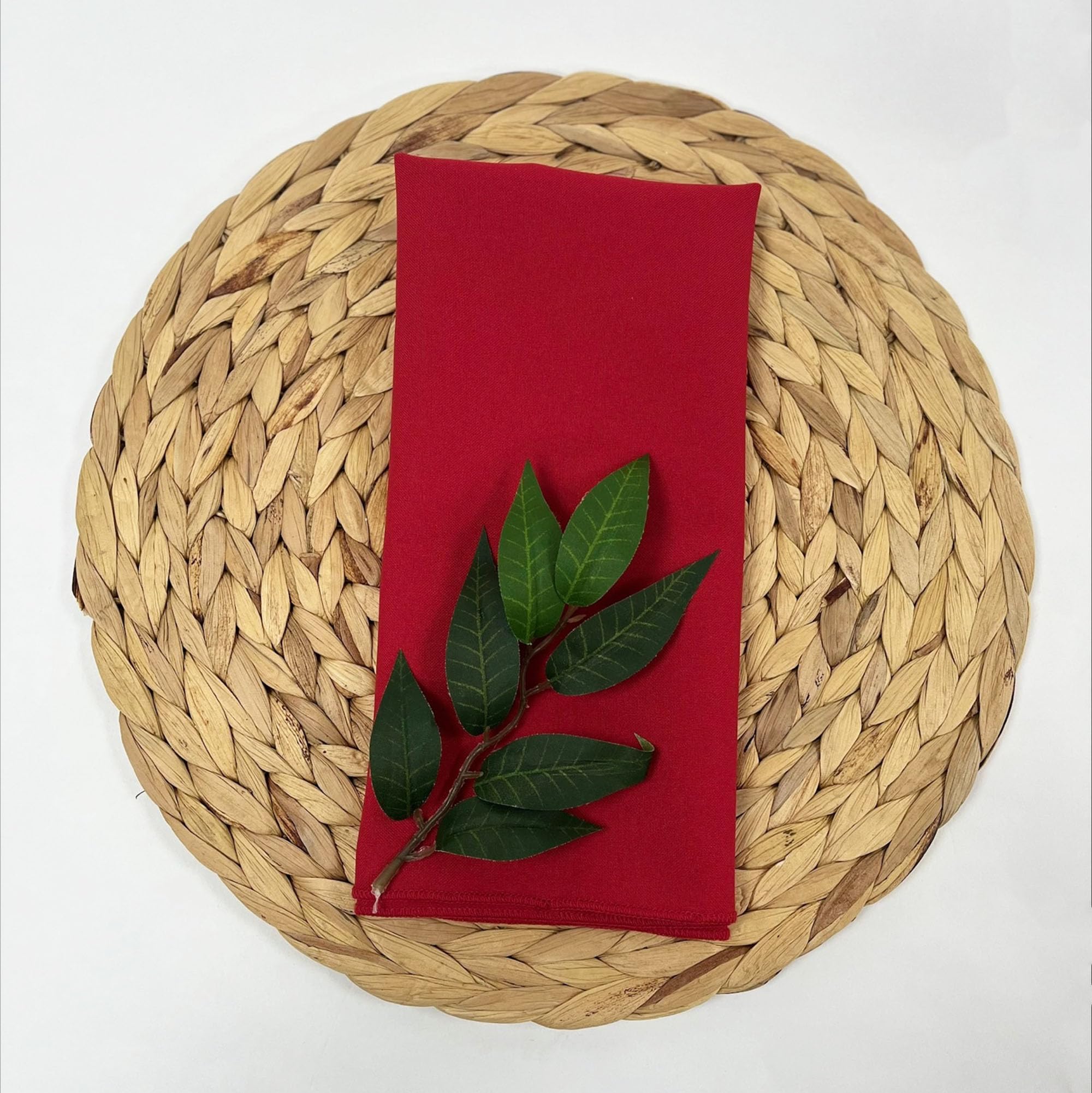Decor Essentials Red 100% Polyester Napkins Dinner Napkins With Overlocked Edges, Washable, Ideal For Parties, Weddings And Dinners (Red)