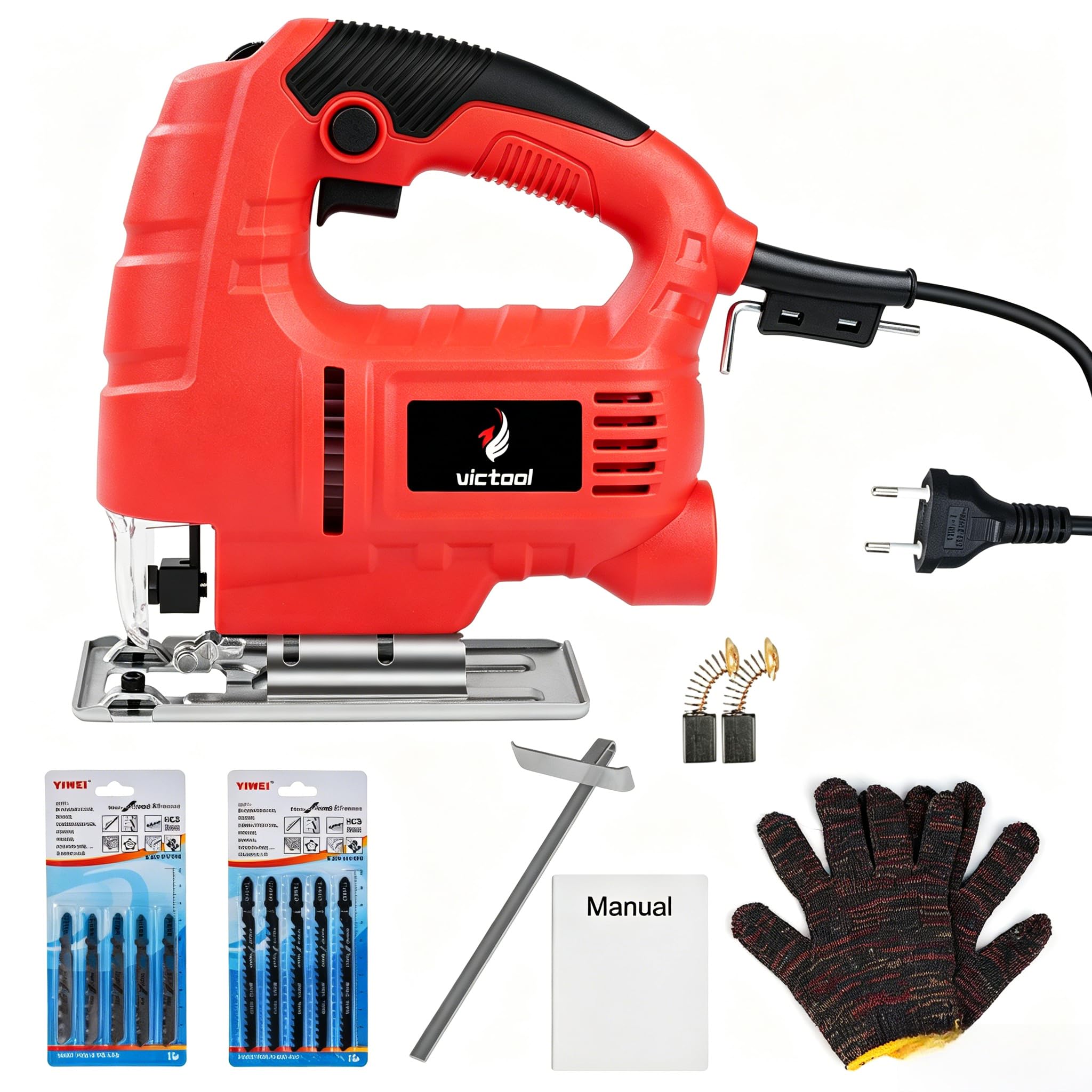 Corded Jigsaw, 800W Electric Jig Saw Tool Kit with 6 -Speed 0-2800