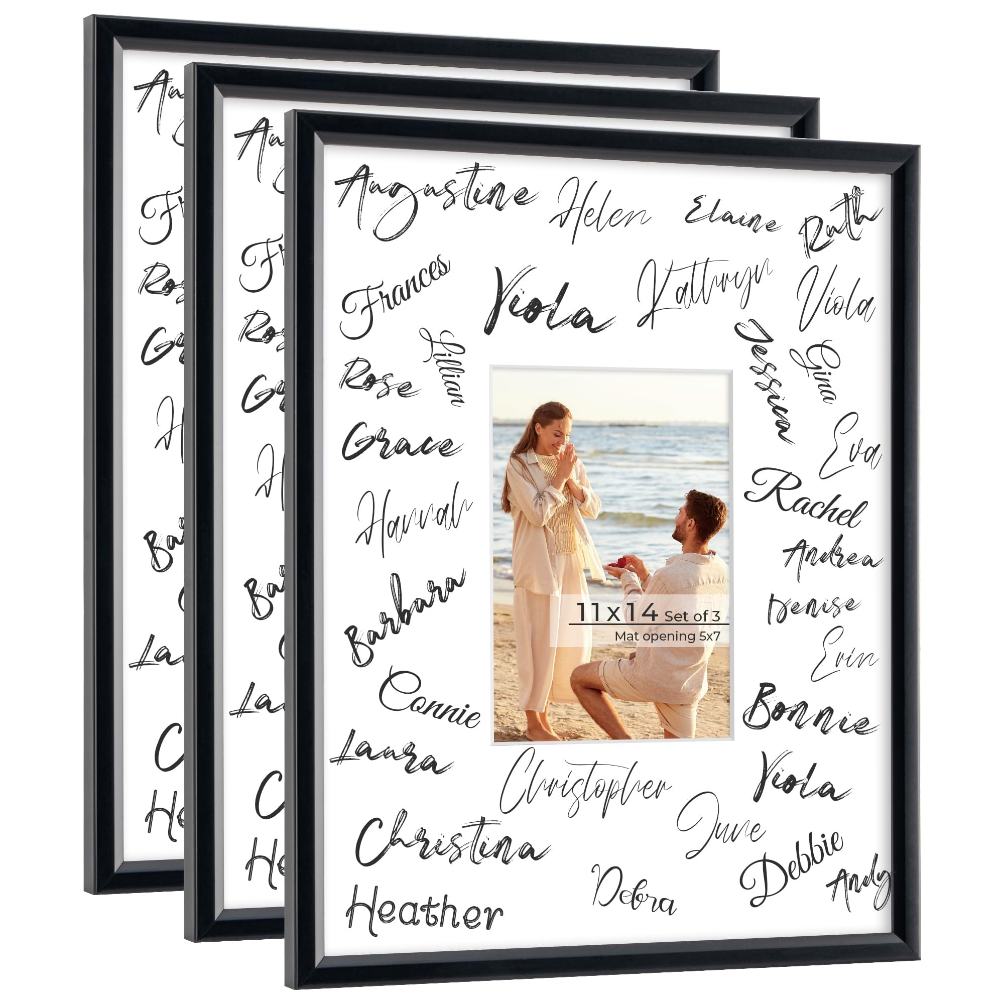 Axeman 11x14 Signature Picture Frame, Graduation Frame Board with 5x7 Photo White Mat for Wedding Graduation, Black Frame for Wall or Tabletop Display, 3PCS