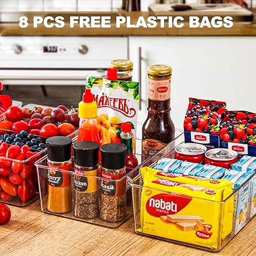 Miniatura 3 de GY204801 - Contenedores de almacenamiento apilables transparentes con divisores, paquete de 8 contenedores organizadores de refrigerador, perfectos