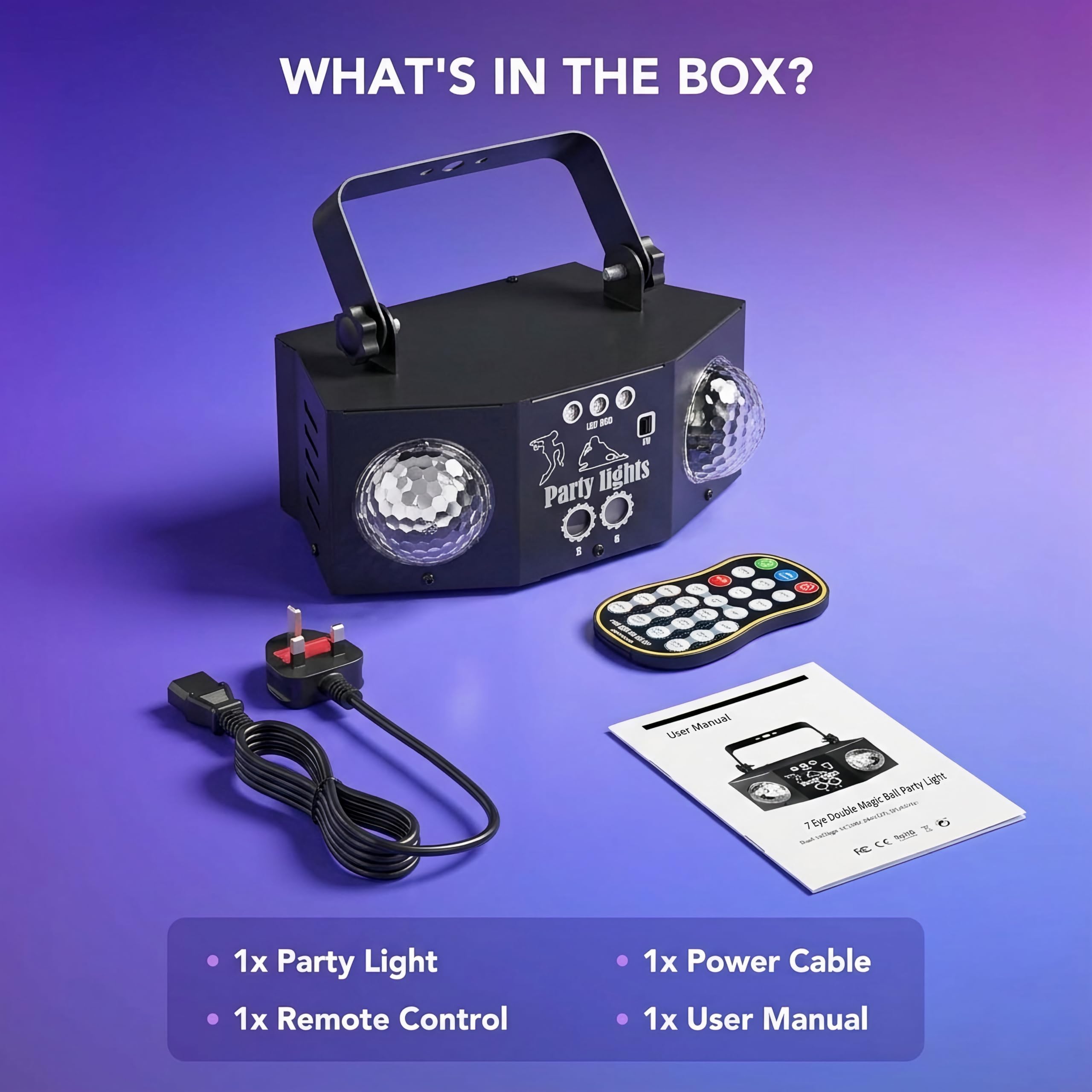 Miralin Boule Disco LED avec Laser et Stroboscope – Lumière DJ Réactive au Son, Télécommande, Éclairage Fête Anniversaire, Maison, Mariage, Scène, Festival, Événement