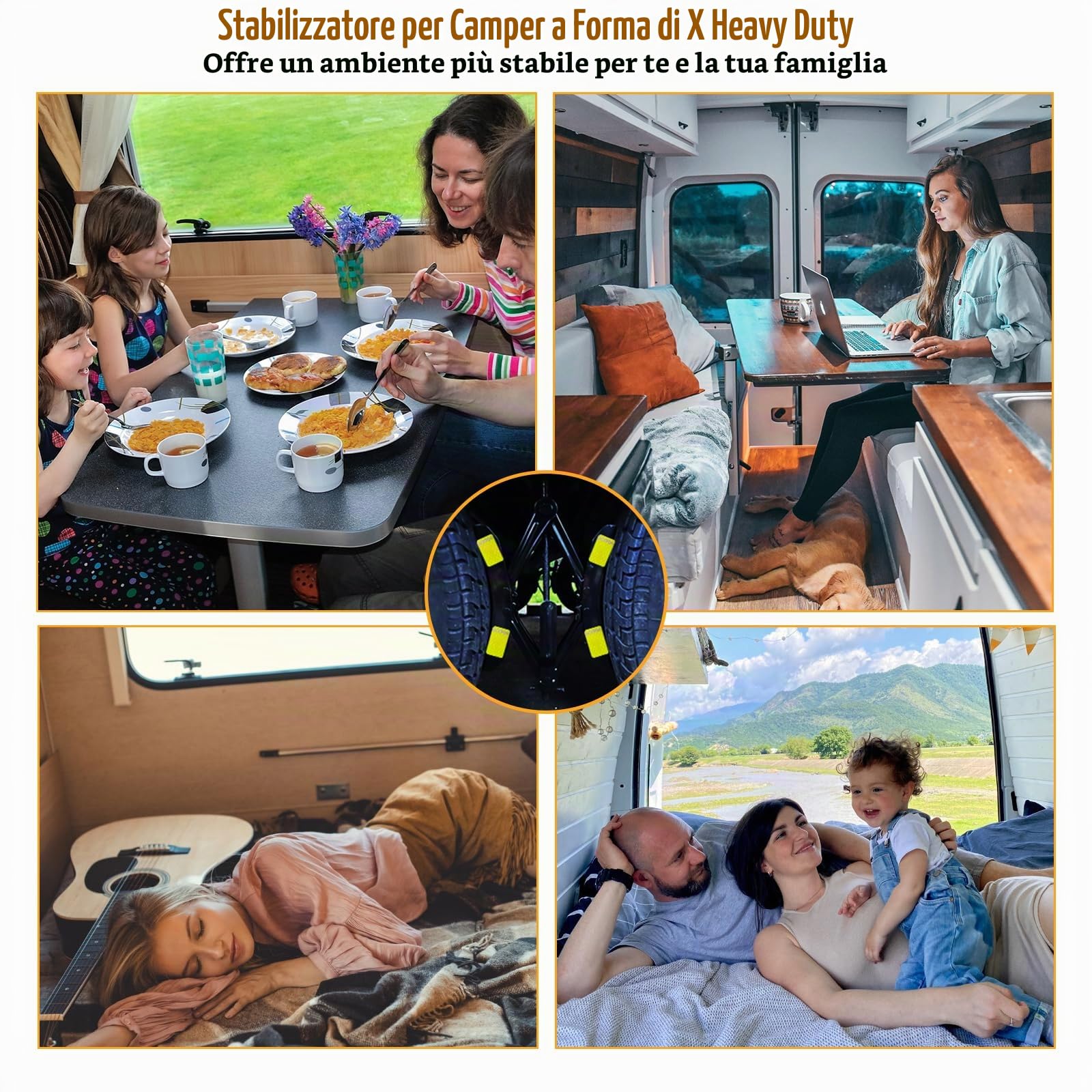 MYPIN Stabilizzatore per Cunei per Ruote Camper, con 8 Strisce Riflettenti, Cunei di bloccaggio a Forma di, 2 Pezzi.