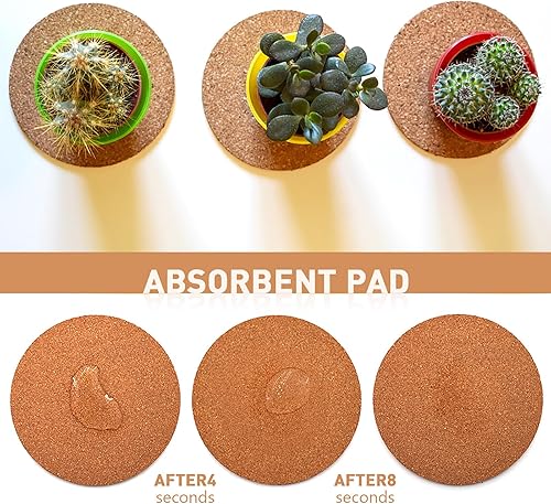 Miniatura 4 de 12 posavasos de corcho de 4 tamaños, tapetes de 4/6/8/10 pulgadas, posavasos para manualidades para plantas y bebidas de interior/exterior