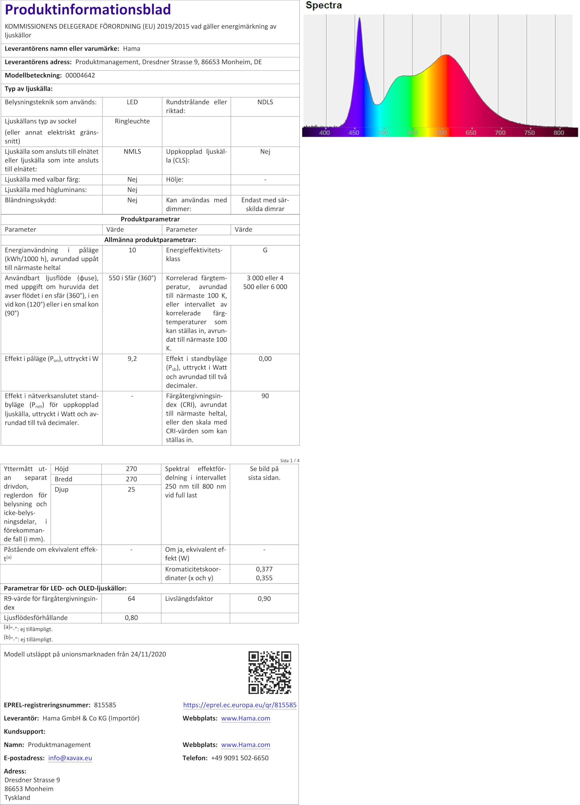Hama 00004642 - Anillo de luz LED con trípode y soporte para teléfono móvil (26,5 cm, mando a distancia Bluetooth, 3 temperaturas de color, 10 niveles de brillo, apto} | 26,5 cm, mando a distancia Bluetooth, 3 temperaturas de color, 10 niveles de brillo,