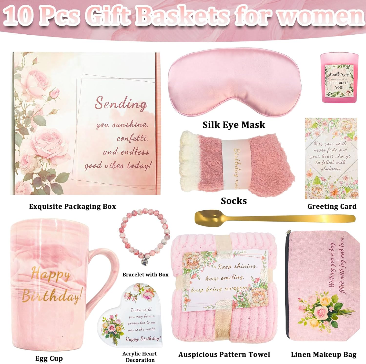 Birthday Gifts for Women,Valentine Gift Basket for Women Birthday Unique, Spa Basket Care Package Get Well Soon Box for Teen Girls, Sister, Mom, Her Fantasy Box for Mother's Day or Christmas Gifts - Image 2