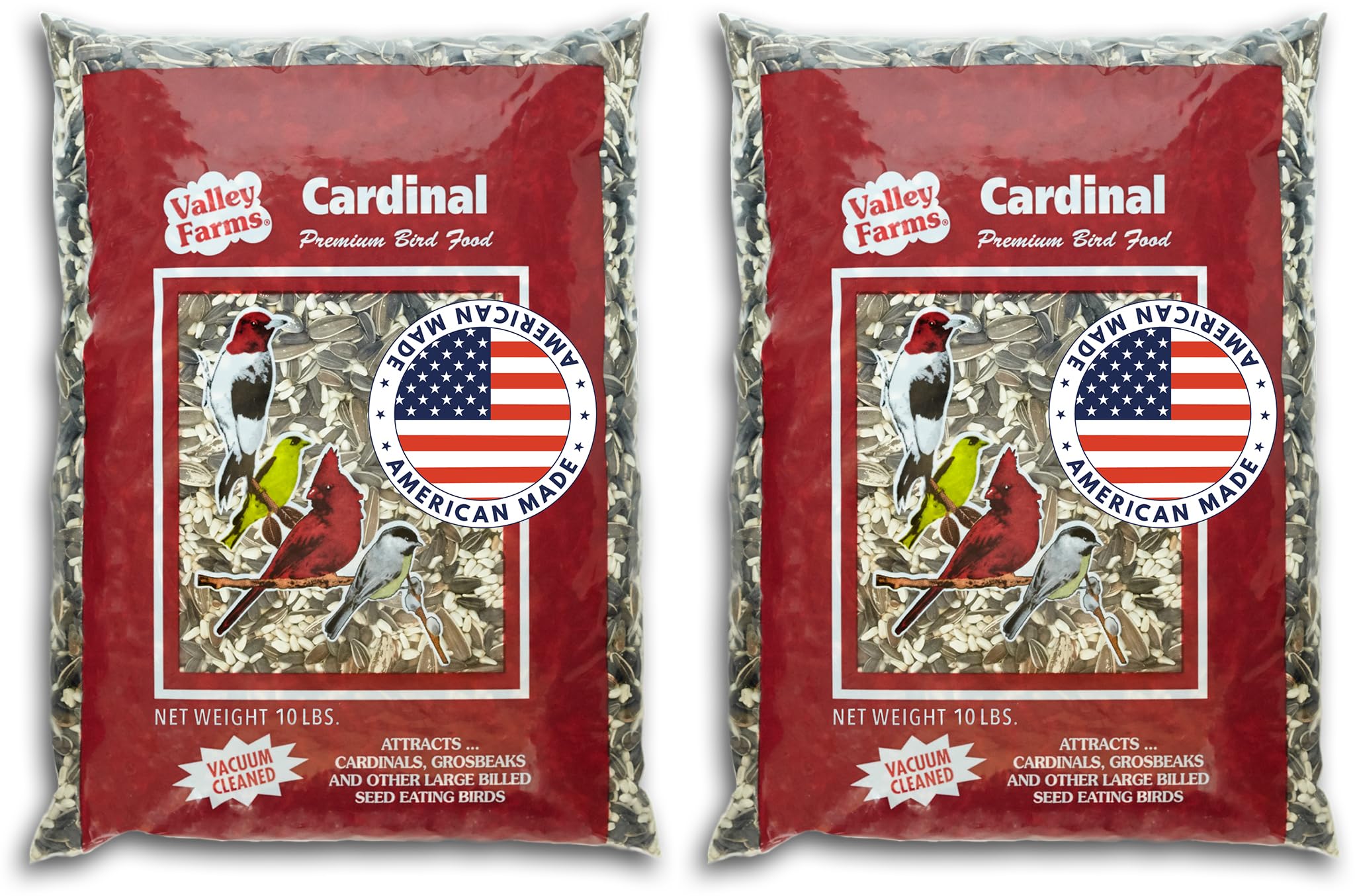Valley Farms Cardinal Mix 3 LB 2-Pack (6 LB Total) Wild Bird Food for Outside Feeders, Cardinal Bird Seed with Black Oil Sunflower Seeds and Safflower