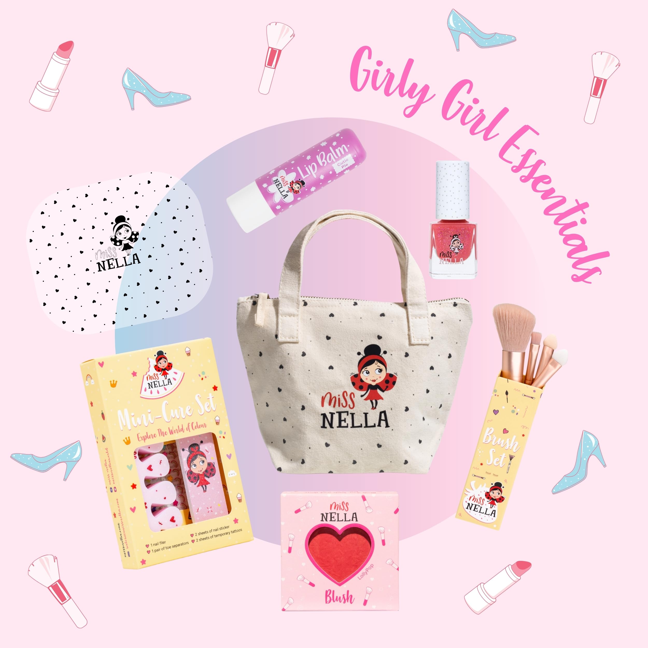 Miss Nella Sonderedition Kinder Make Up und Nagellack Set für kleine Mädchen (Girly Girl, 6, stück)