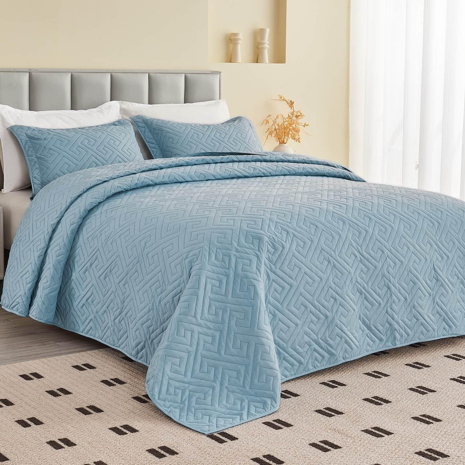 Set Trapunta E Federa King Size In Cotone E Poliestere Grigio E Antracite 200x220 Cm Forme