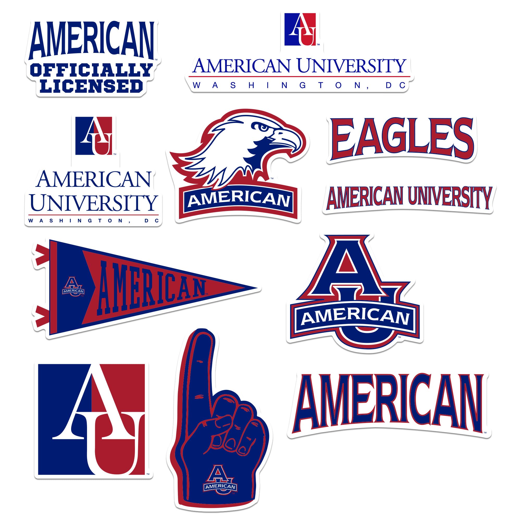 American University 10ct Vinyl L Deluxe Stickers, Indoor/Outdoor, Set of 10