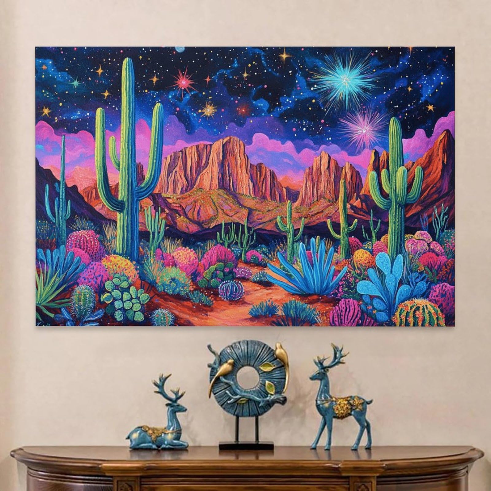 Amazon.com: Cactus Mid Century Modern Wall Art Print Agave