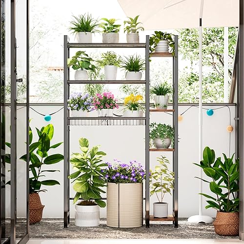 Miniatura 6 de Almacenamiento sobre el inodoro con estante lateral, organizador de baño de 7 niveles con estante ajustable y cesta de drenaje y 4 ganchos, ahorro