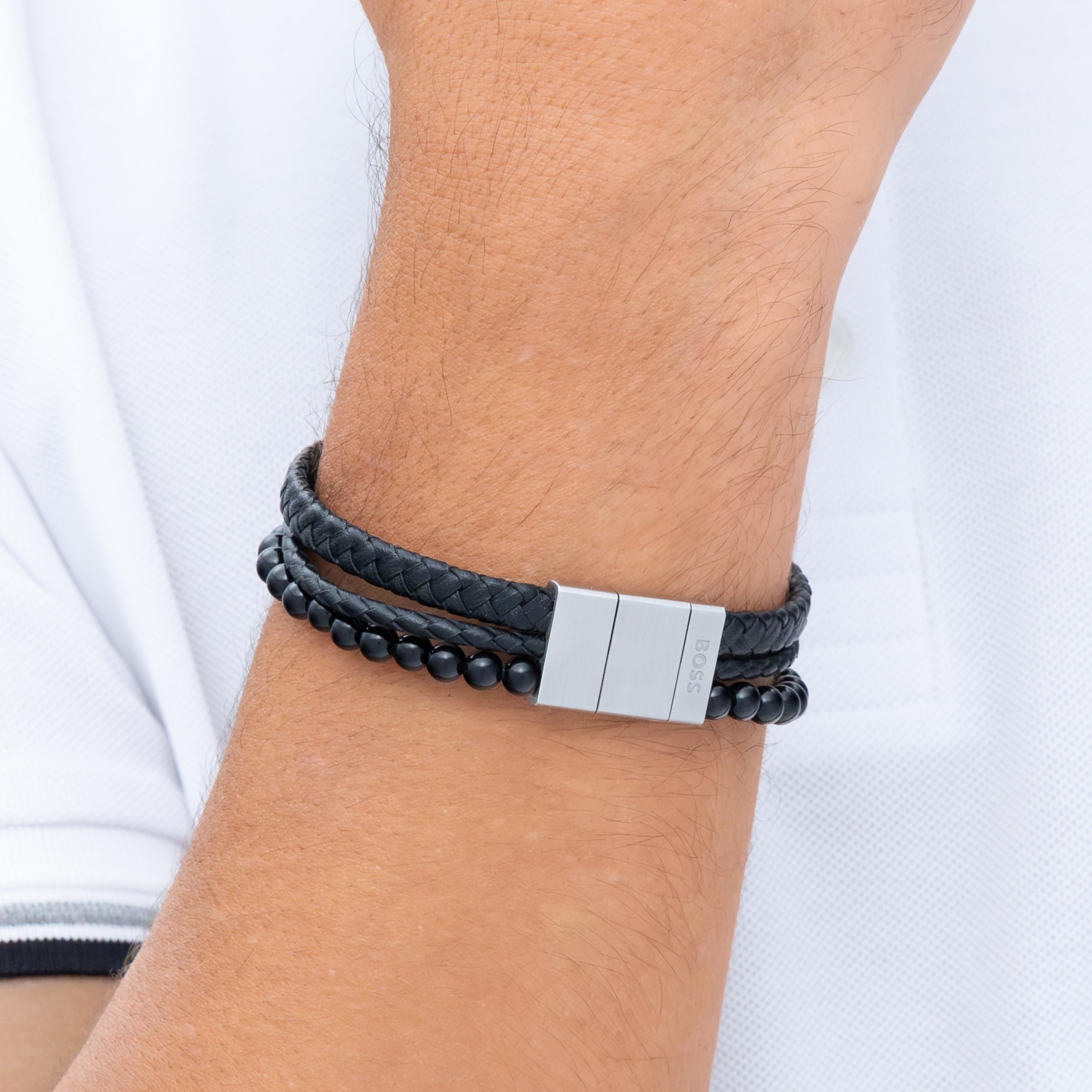 BOSS Jewelry Pulsera de Cuentas para Hombre Colección SPHERE MIXED - Disponible en Color Negro o Marrón