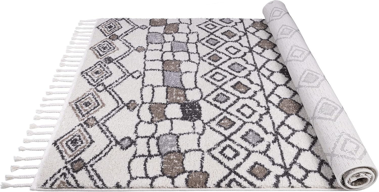 Livingroom Rugs Tribal Moroccan Area Rugs Bohemian, Navajo Ivory, Grey Mocha Black 5' x 7'