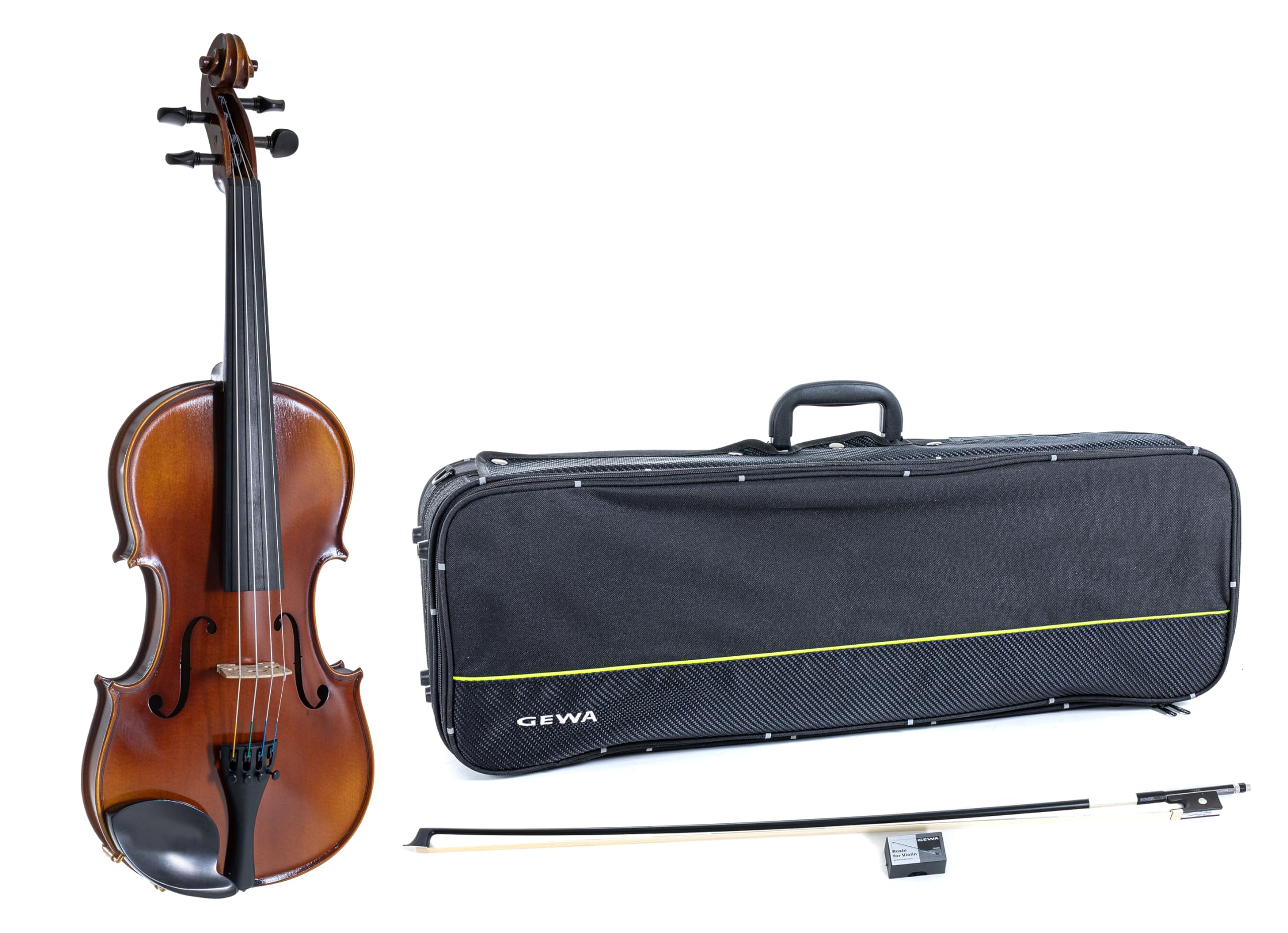 GEWA Ensemble de violon Allegro VL 1 – 1/8 prêt à jouer, érable européen massif et épicéa européen, laqué à la main, archet en carbone, cordes Larsen Aurora, étui pour violon