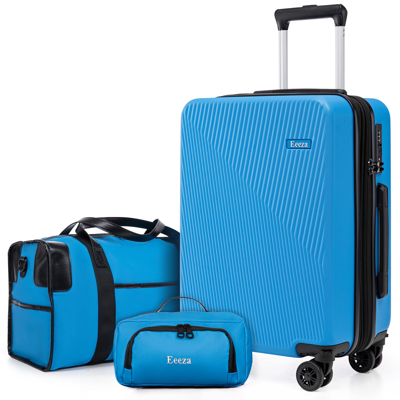 3-Piece Airline Approved Hardcase Carry on Luggage Set 20" IceBlue | Scratch Resistant ABS Build with Ergonomic Telescopic Handle Smooth Spinner Wheels 22x14x9 Travel Set