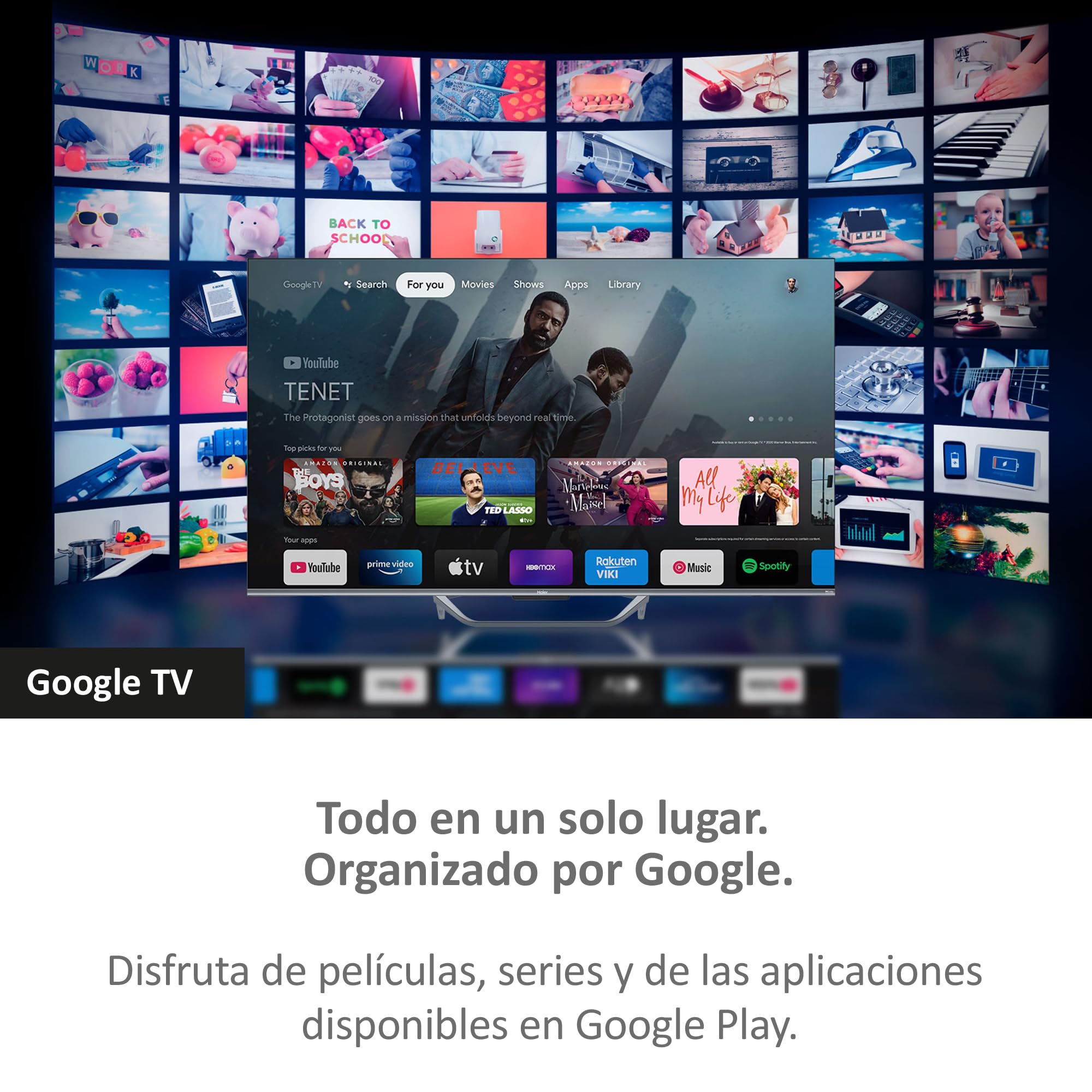 Haier QLED 4K UHD H50Q800UX, 50", Smart TV, Google TV, Dolby Atmos y Dolby Vision, HDR 10, Smart Remote Control, Google Assistant, Bluetooth 5.1, DBX TV, HDMI 2.1 x 4, Sin Marcos, 2024