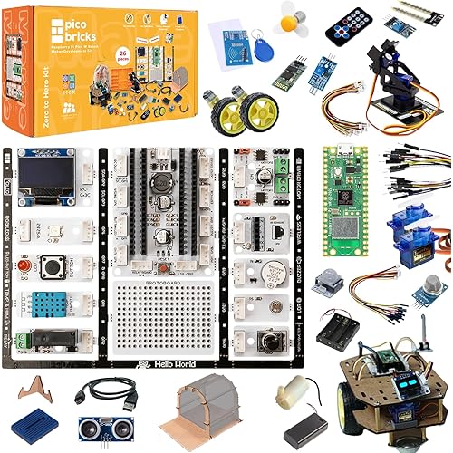Raspberry Pi Pico W Starter Kit - 26 Pieces DIY Project Kit with 3 Learning Book and 25 Project Videos