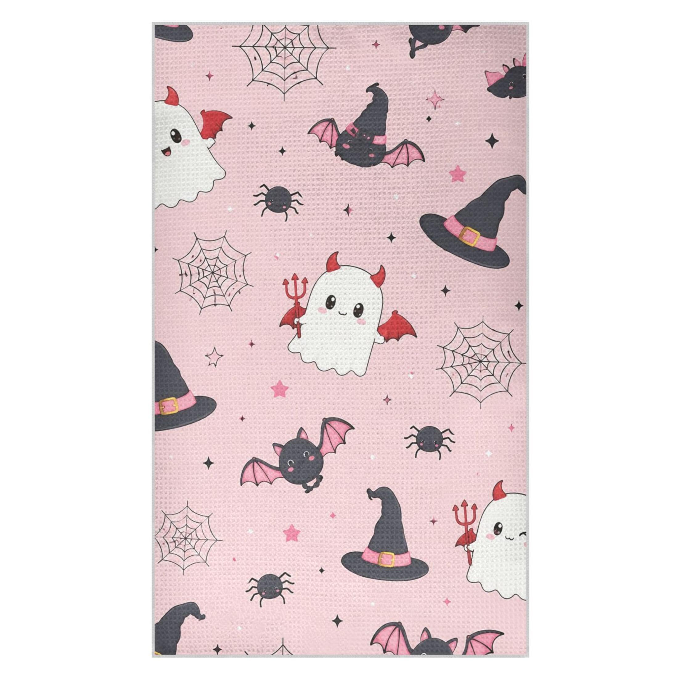 Kutsu Ghosts Waffle Weave Kitchen Towels Absorbent Quick Drying Dish Towels for Kitchen, Decorative Tea Towel, 18x30 in
