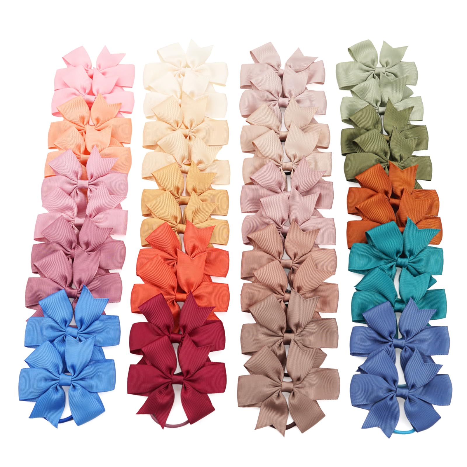 JOYOYO 40 Pcs Hair Bow Bobbles for Girls and Toddlers Hairbands Hair Bows - Medium Size 3 Inch Ribbon Bows Pinwheel Style Pastel Colors