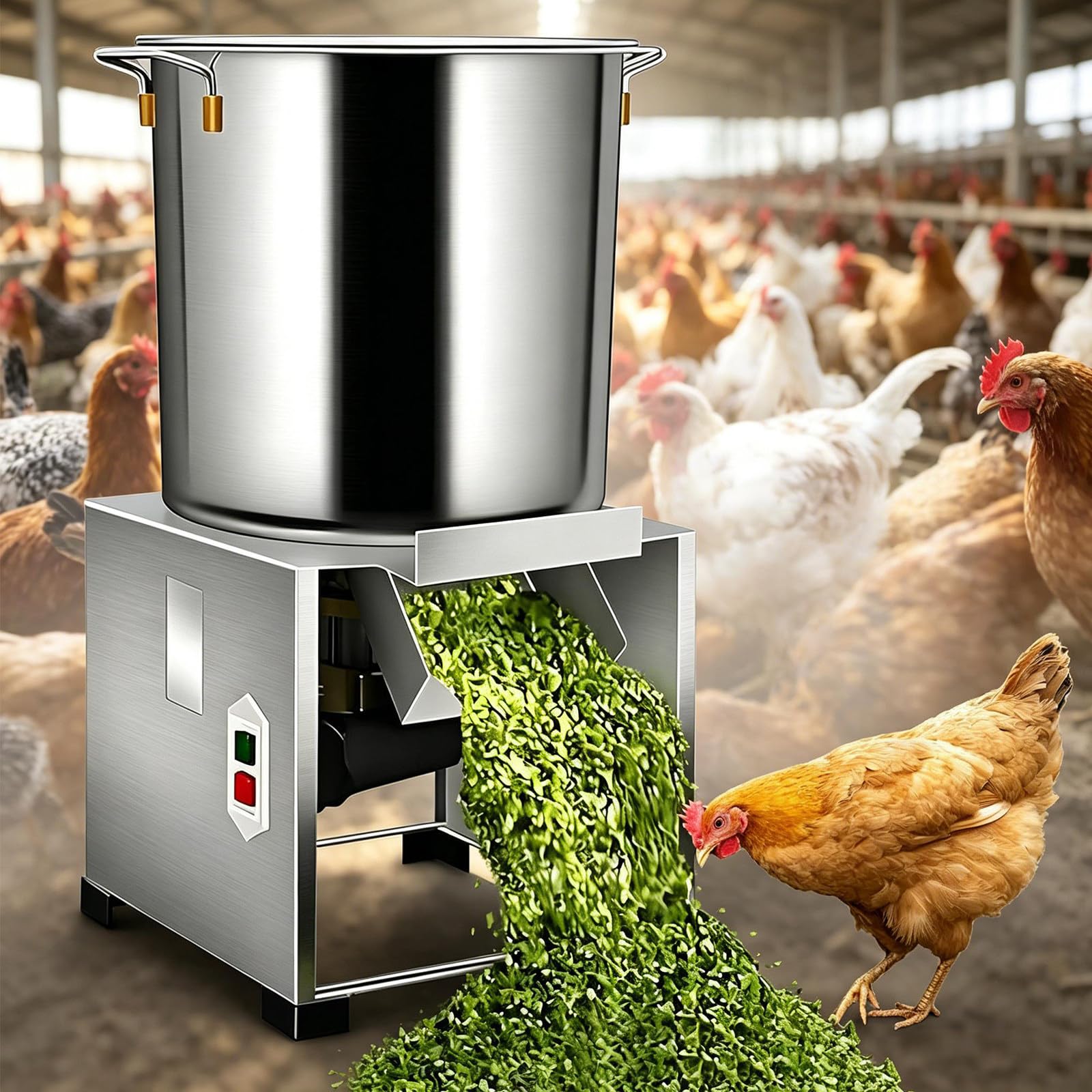 Tritatutto Foraggio Per Bestiame, Tritatutto Verdure Elettrico, 3500 Giri/min,Tritatuttos Per Preparazione Mangimi Animali E Pollame Con 4 Lame, per Aziende Agricole Allevamento E Pascoli 110V