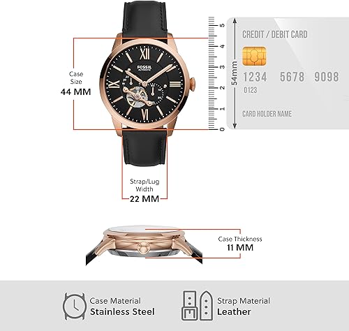 Miniatura 5 de Fossil Men's Townsman Automatic Stainless Steel and Leather Two-Hand Skeleton Watch