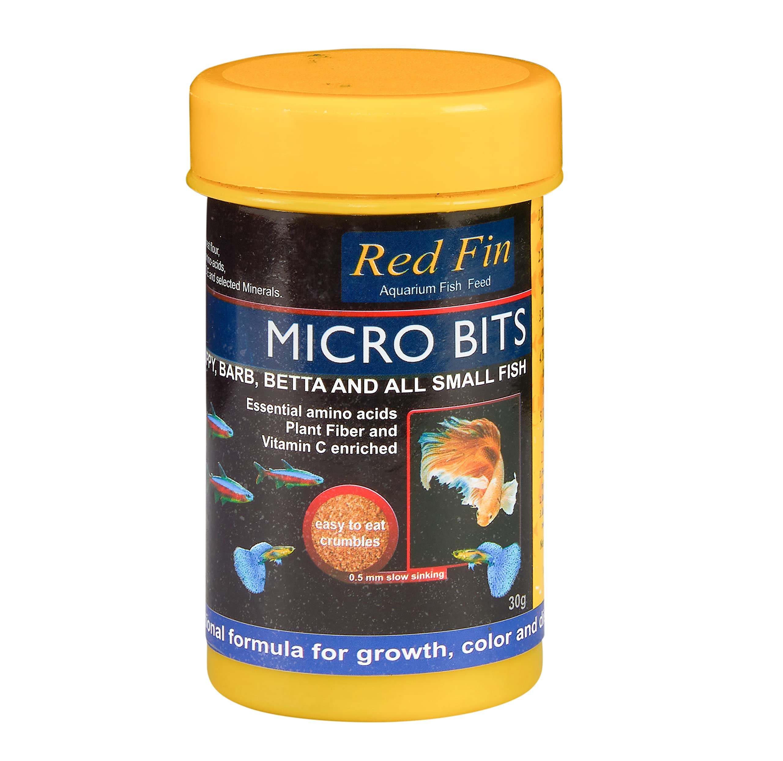 JSquare Red Fin Micro Bits Combo (2x30G) | 53% Protein | High Protein Fish Food for Tetra, Guppy, Barb, Betta & Small Fish | Enhances Fast Growth, Natural Color, & Immunity,Granule