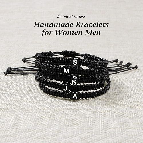 Miniatura 7 de Pulsera de cadena de hebra para mujeres y niñas, pulseras de cuerda con inicial para mujeres, hombres, adolescentes, niñas, niños, pulsera trenzada