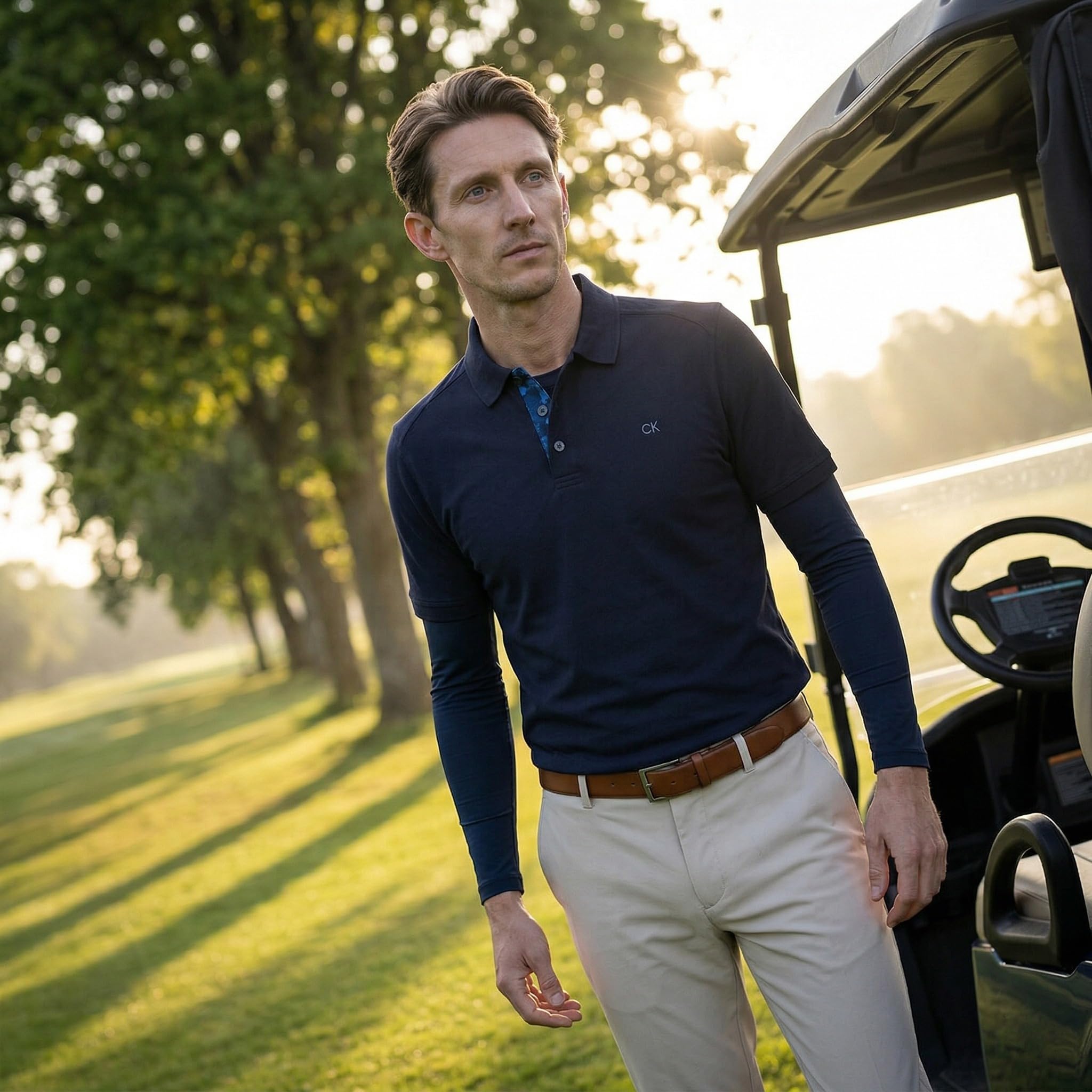 Calvin Klein Męska koszulka polo 2026 Campus 3 guziki prążkowany kołnierz golf