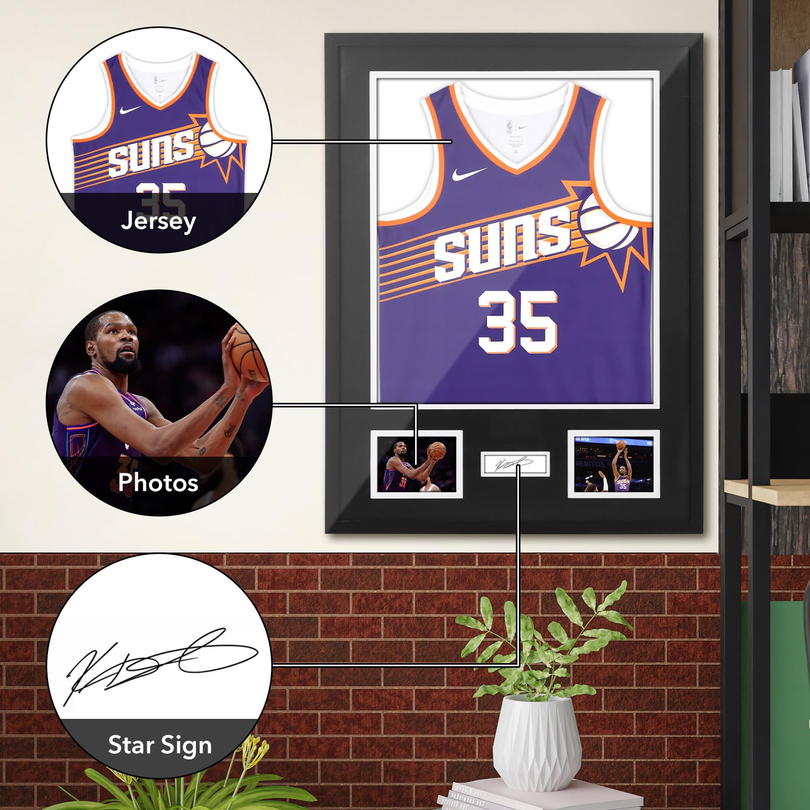 Nice C Vitrina de marco de jersey, marco de jersey, vitrina de madera con 98% de plexiglás de protección UV, alfombrilla, tablero, para fútbol, béisbol, baloncesto, camisetas deportivas, fotos y firma
