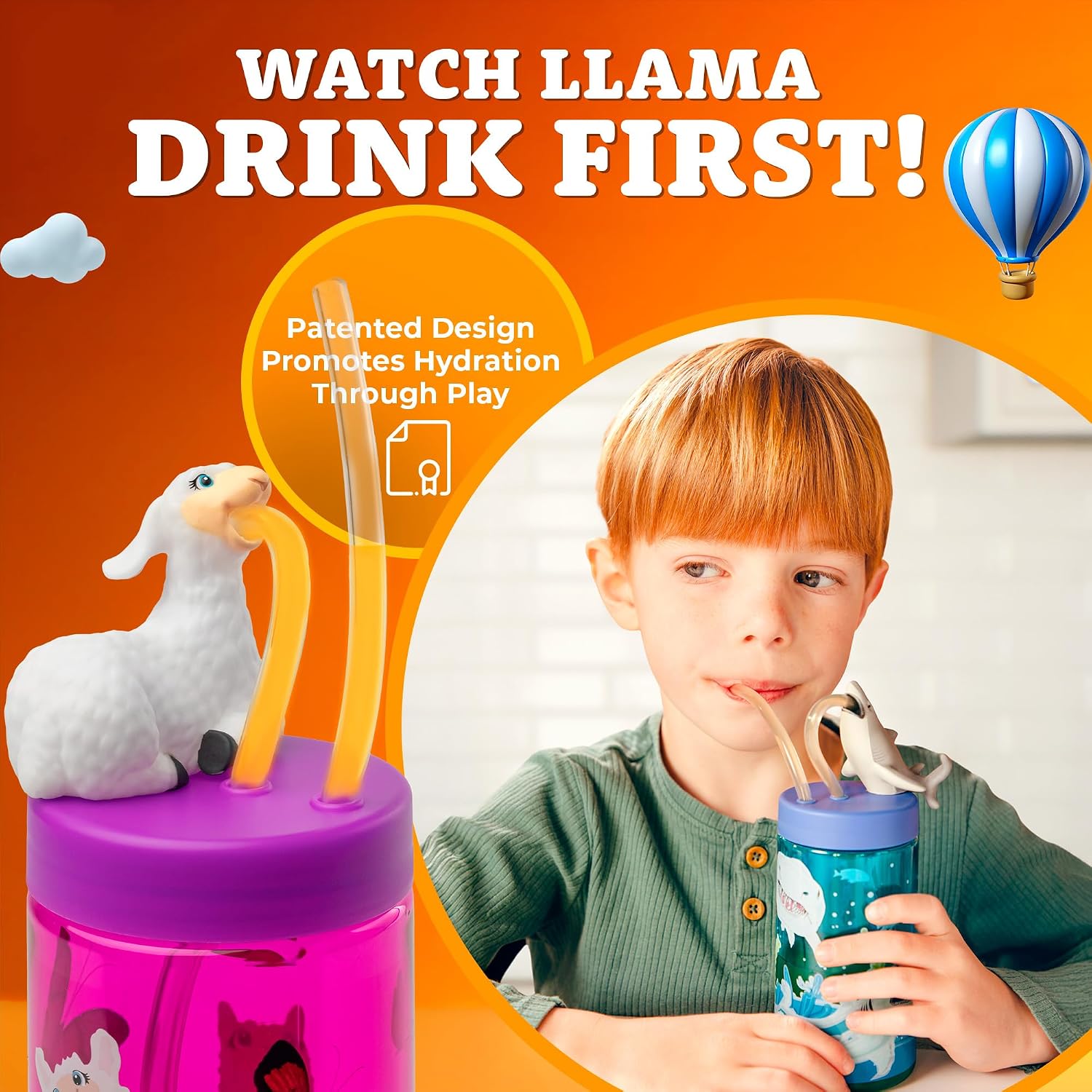 Kids Water Bottle, Toddler Cups, Tumbler with Lid and Straw, Travel Sippy Cup for Water or Milk, Kids Cups with Lids for Toddlers 3 and Up, BPA Free Plastic, 12 oz (Trend Zoo Llama) image 3