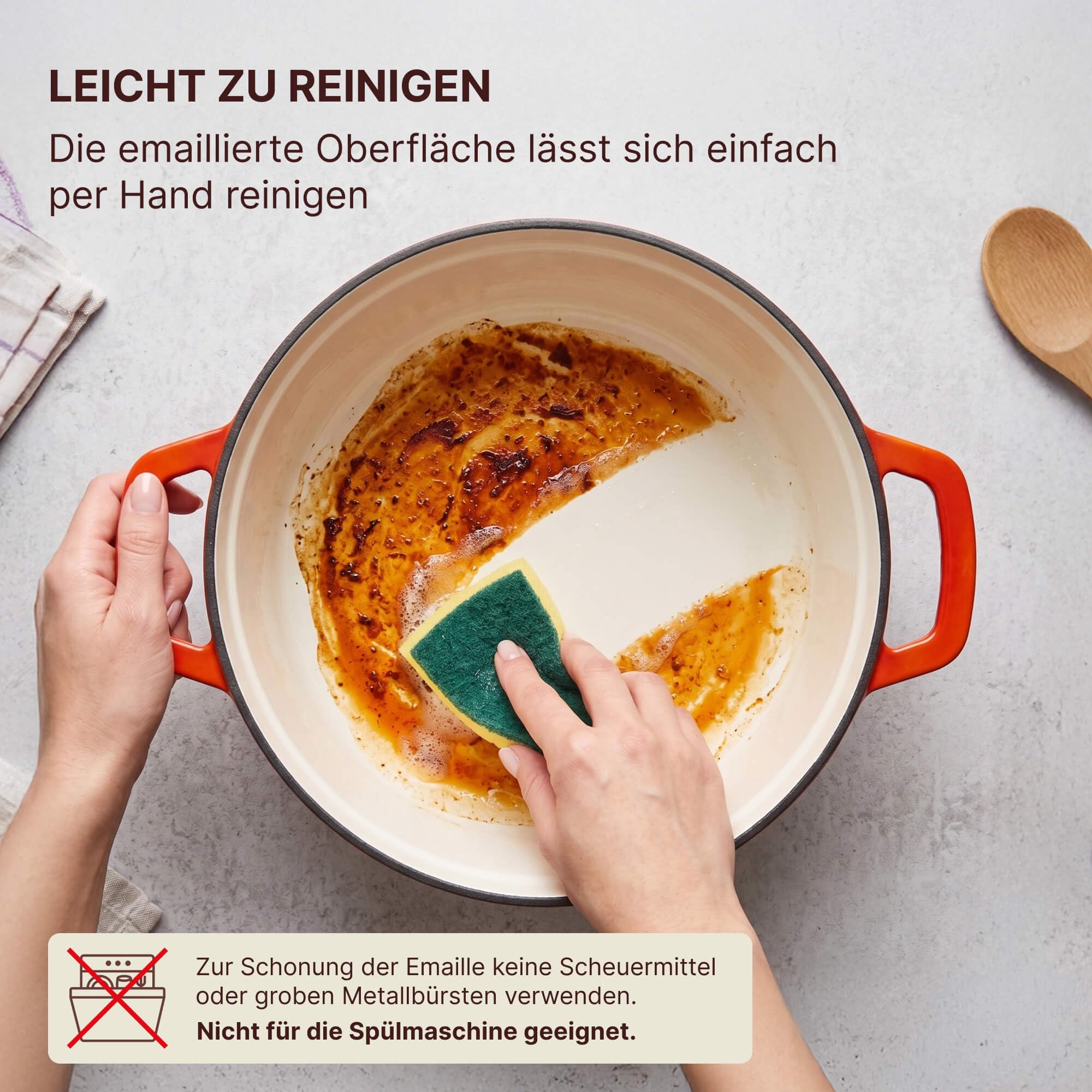 Brotbackform 4L Emaillierter Gusseisen Topf mit Deckel Ø24 cm Schmortopf Bräter Dutch Oven alle Herdarten Induktion Backofen gleichmäßige Hitzeverteilung Cast Iron Pot